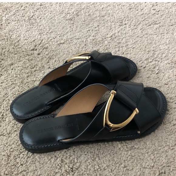 Franco Boschi Slip on leather sandal slide